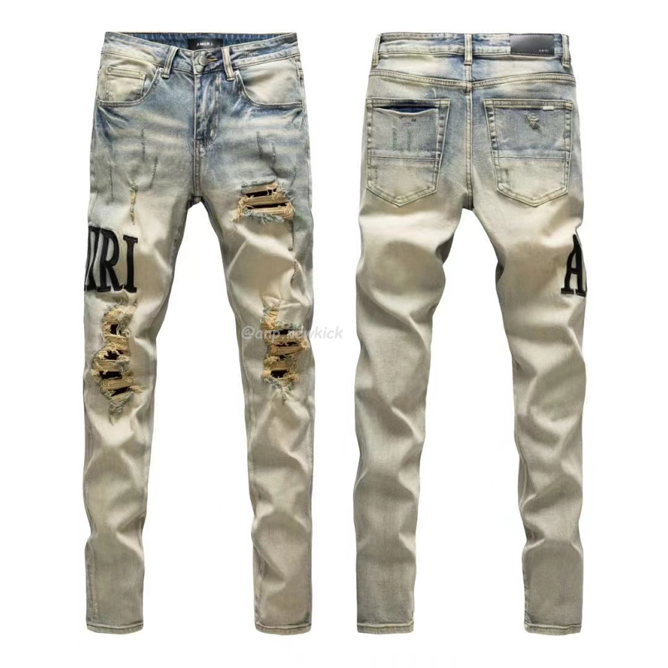 Amiri Jeans Men Letters Trousers Repair Low Rise Skinny (1) - www.newkick.org